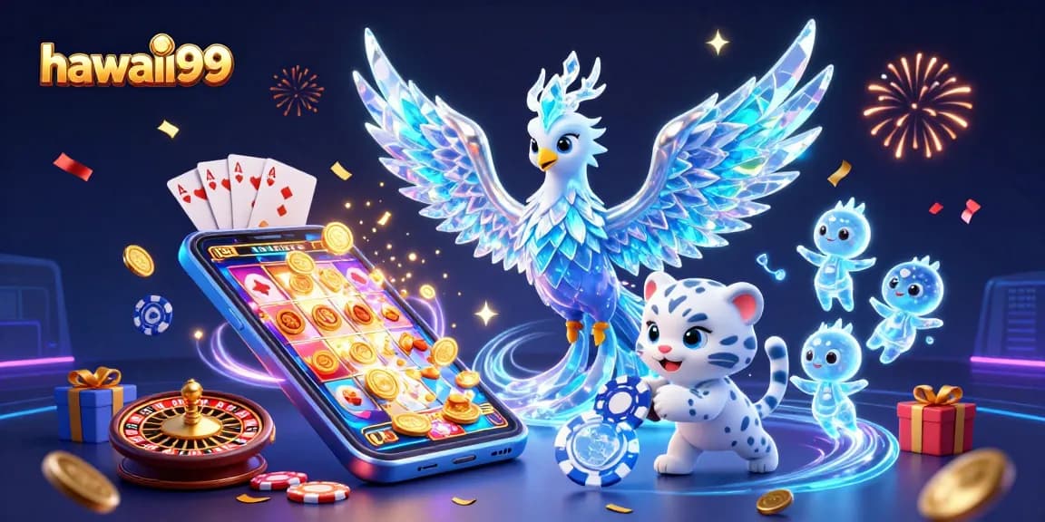 Experience thrilling gameplay at hawaii99 with a dynamic scene of an ice phoenix and lively game elements