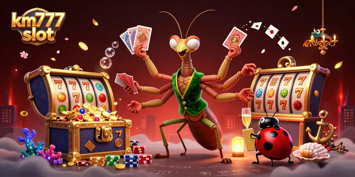 Play exciting km777 slot with thrilling graphics and immersive design of 3D casino scene.