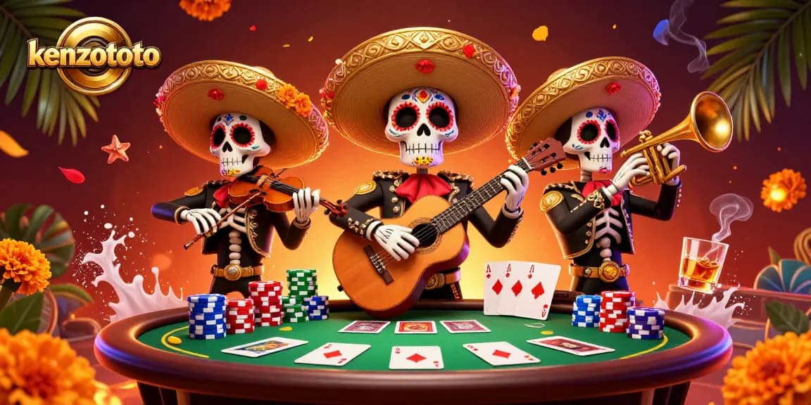 Kenzototo menampilkan permainan menarik dengan band mariachi tengkorak meriah dan elemen kasino