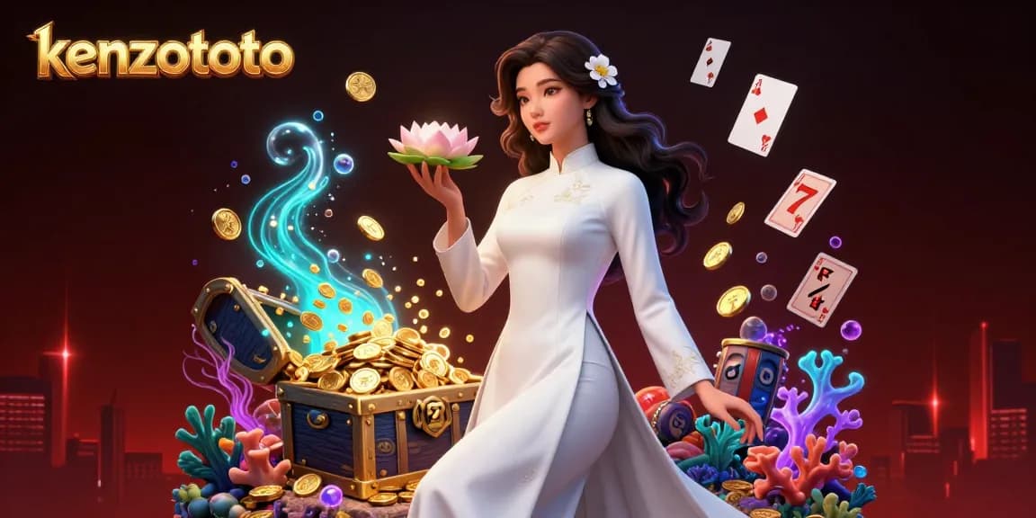 Kenzototo showcases a vibrant casino scene with elegant characters and dynamic gaming elements.