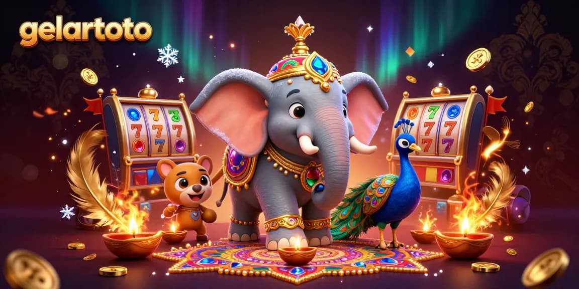 Experience gelartoto's vibrant casino world with thrilling slot games and festive characters.