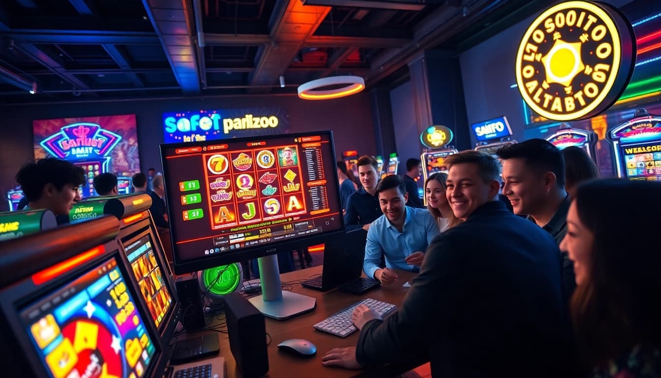 Exciting online gambling scene featuring Asupantoto slot games and vibrant players.