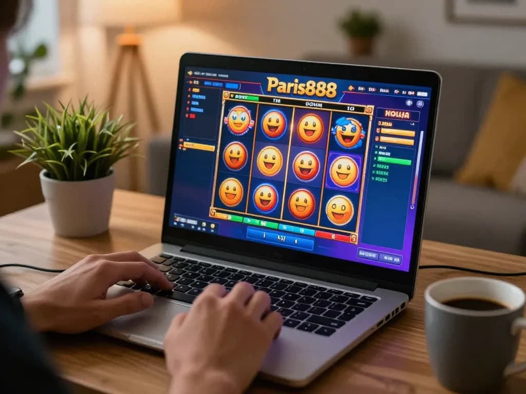 Player enjoying exciting slot games on Paris888 while gaming at home