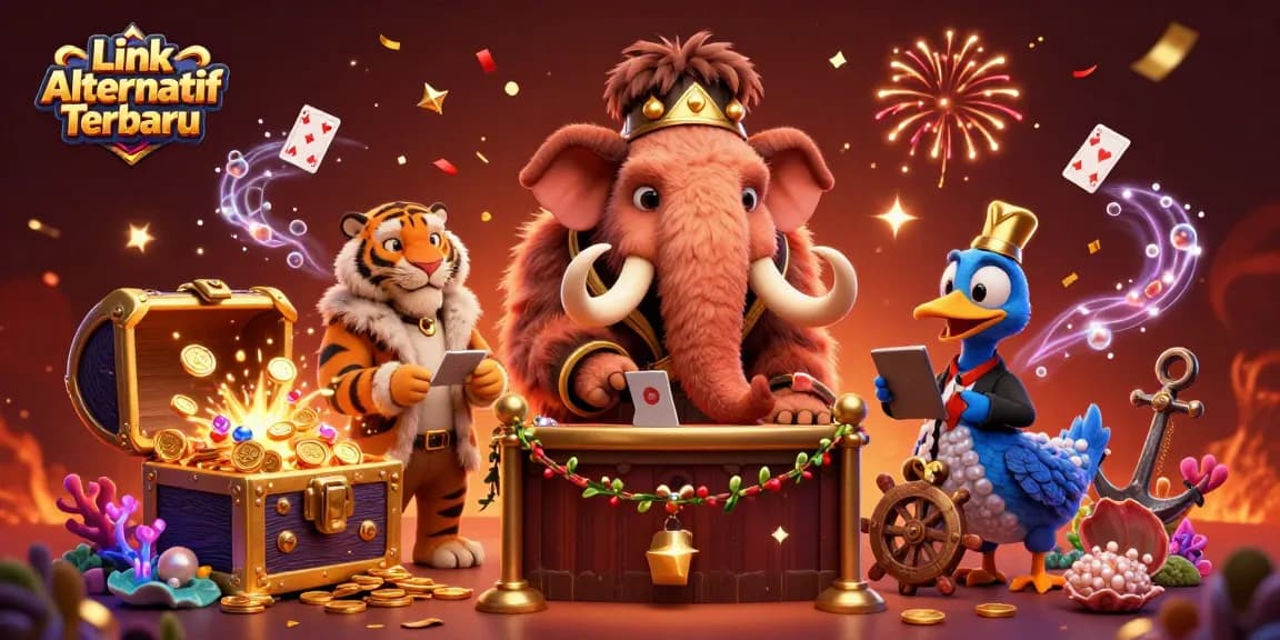 Win big with Link Alternatif Terbaru at the vibrant casino featuring a woolly mammoth bouncer and dynamic game elements.