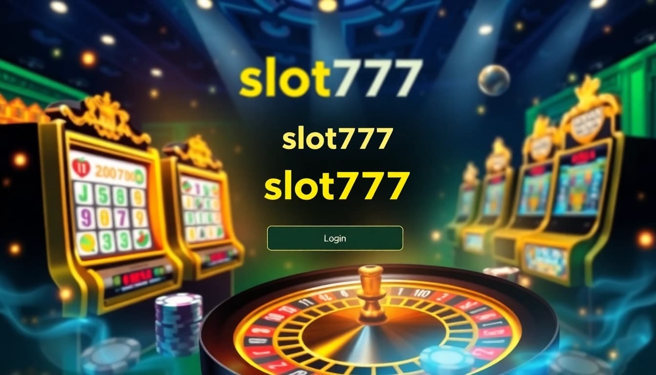 Experience the excitement of slot777 login with vibrant casino visuals featuring slot machines and roulette.