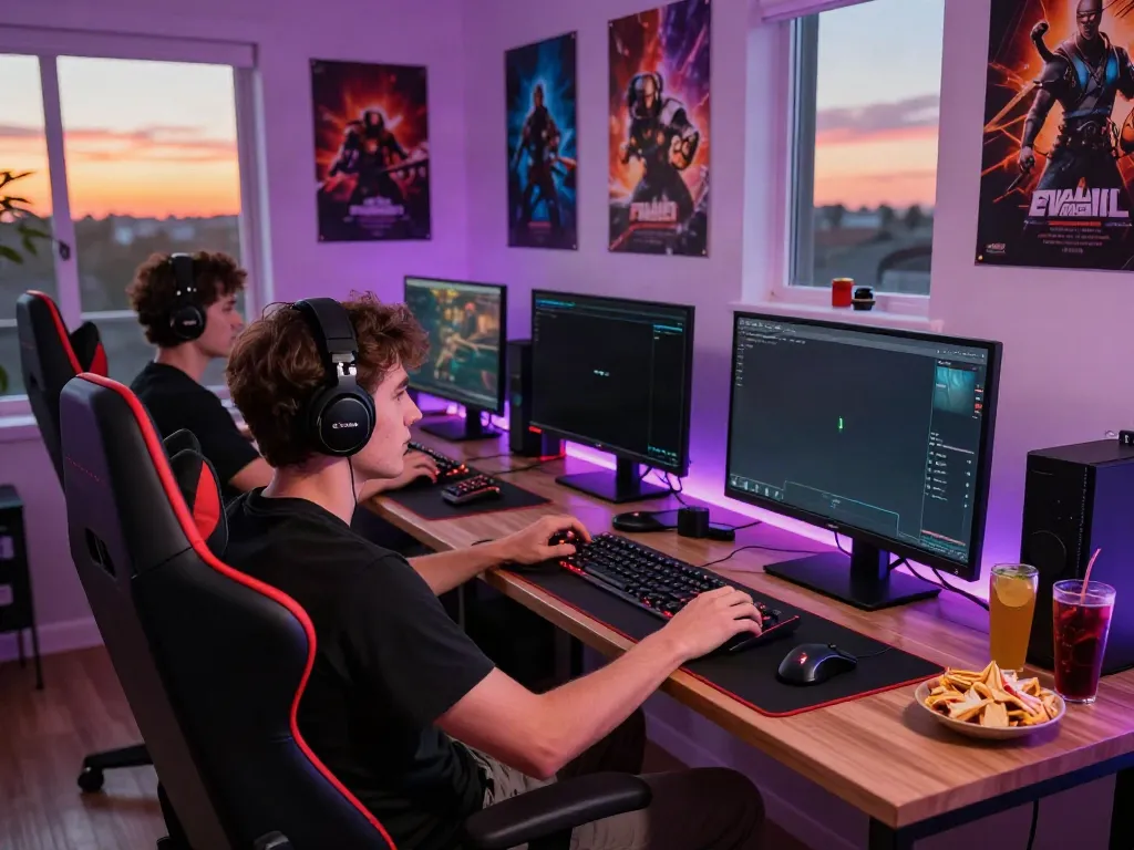 Pengalaman bermain totowin88 secara online dengan setup gaming modern dan suasana sekitarnya yang menarik.