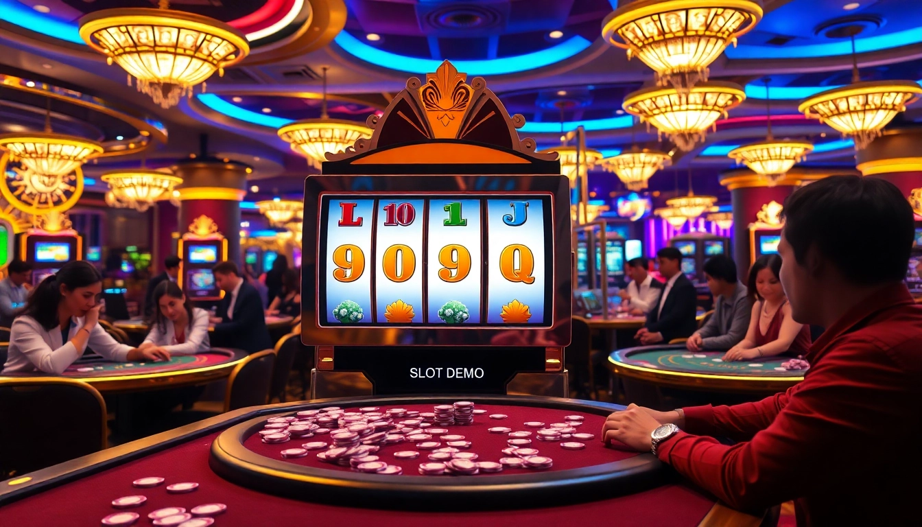 Experience the engaging gameplay of a slot demo in a luxurious casino setting.