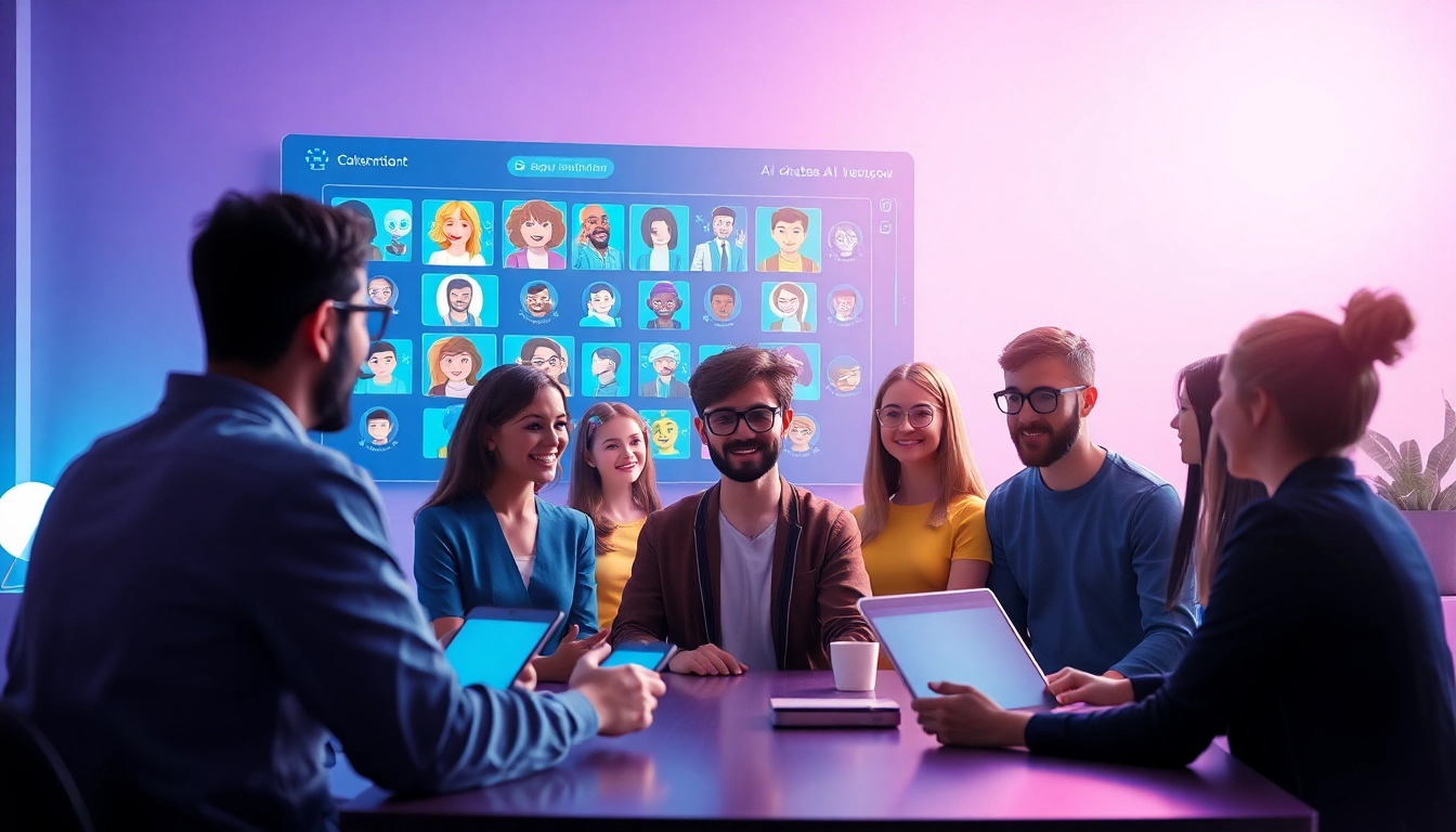Engage with AI characters in a vibrant setting featuring crushon ia chatbot interactions.