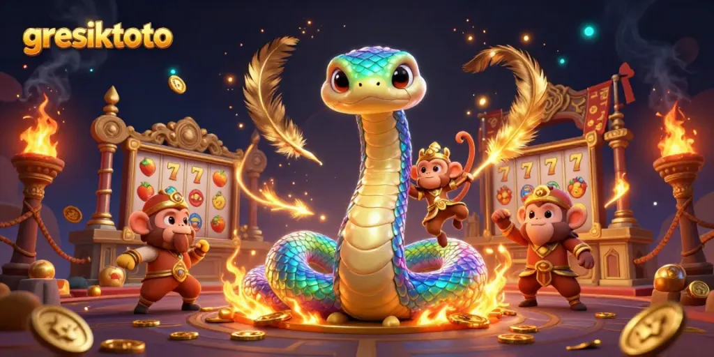 Experience thrilling gaming at gresiktoto with a vibrant illustration of an enchanted casino scene.