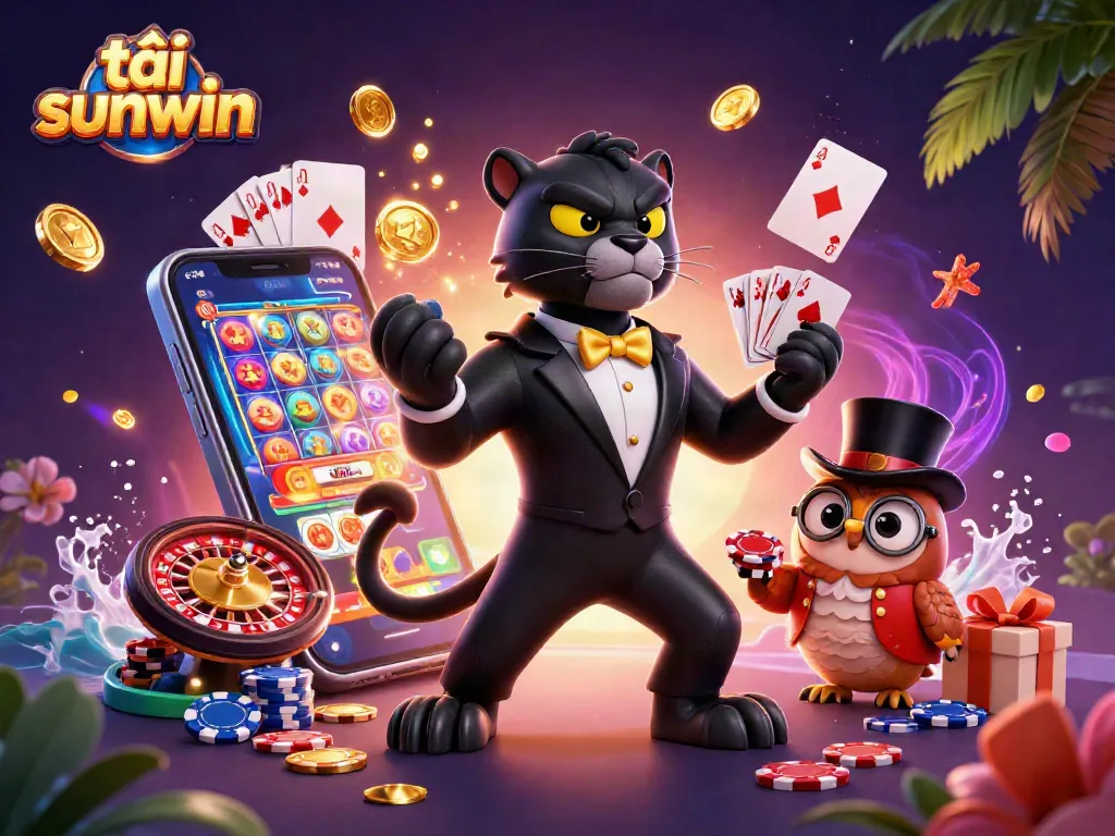 Experience excitement as you tải sunwin and join a thrilling casino adventure with vibrant characters.