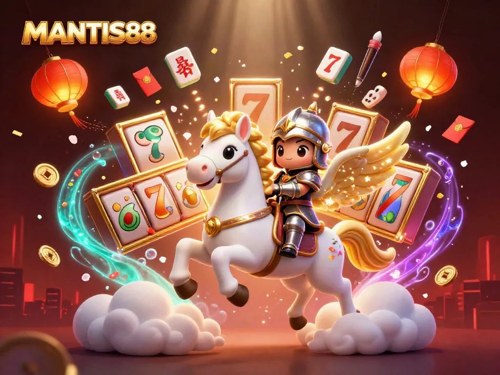 Experience thrilling gameplay with MANTIS88's dynamic slot and sports offerings in this vibrant illustration.