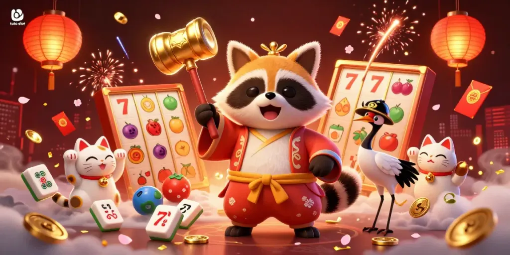 Engage with the toto slot experience featuring dynamic characters and winning elements in a vibrant casino setting.