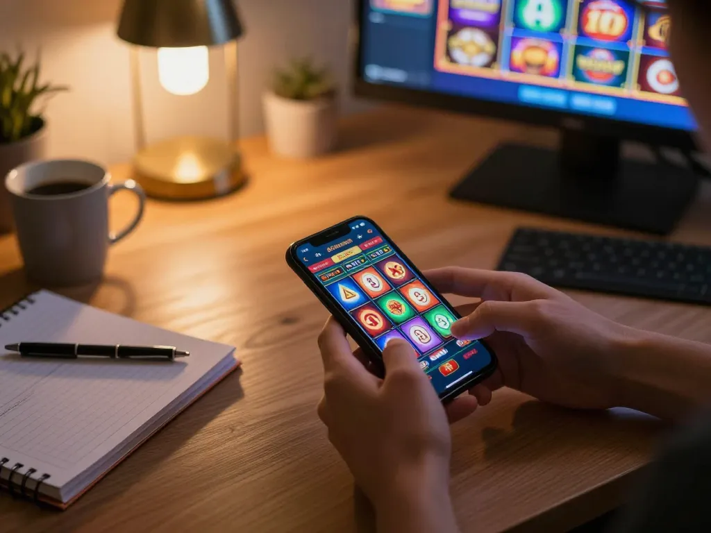 Engaging with Slot Resmi on a smartphone during an immersive online gaming session