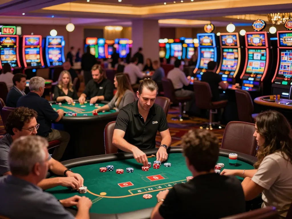 Engaged players at a vibrant casino table showcasing strategies at samsonbet86.