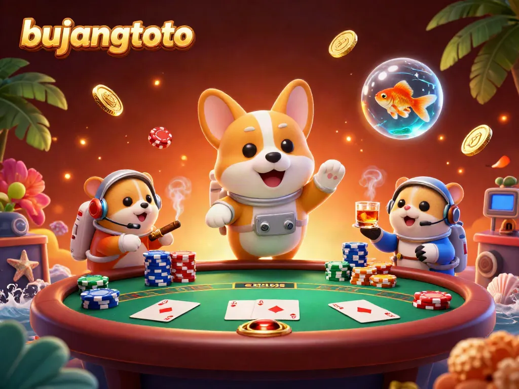 Experience the excitement of bujangtoto in a colorful space-themed casino illustration.