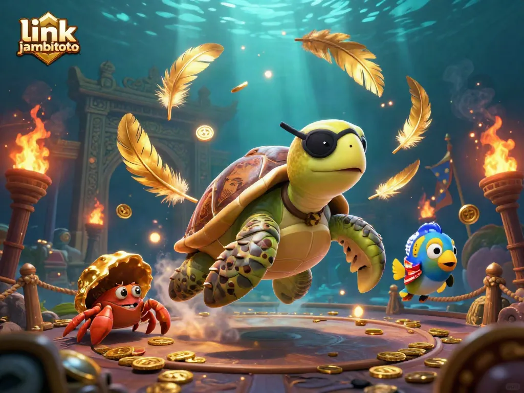 Experience thrilling gameplay with the link jambitoto pirate turtle adventure illustration capturing the vibrant casino elements.