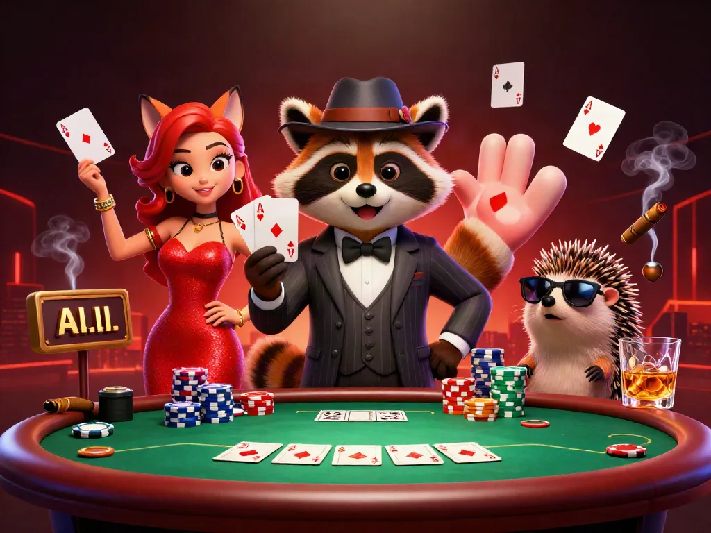 Melihat keluaran hk di ilustrasi 3D dengan karakter unik di meja poker.