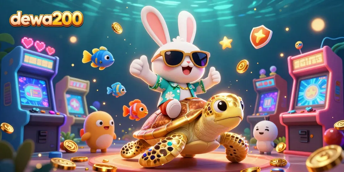 Menggoda pemain dengan dewa200 dalam ilustrasi 3D karakter lucu, kelinci bertuah dan kura-kura emas.
