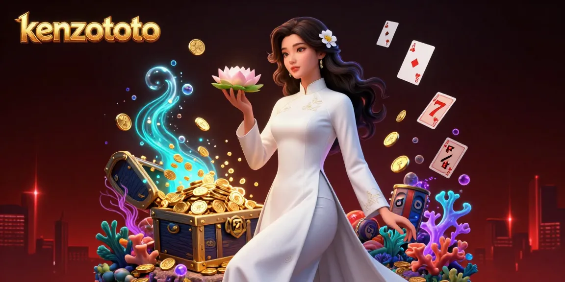 Kenzototo showcases a vibrant casino scene with elegant characters and dynamic gaming elements.