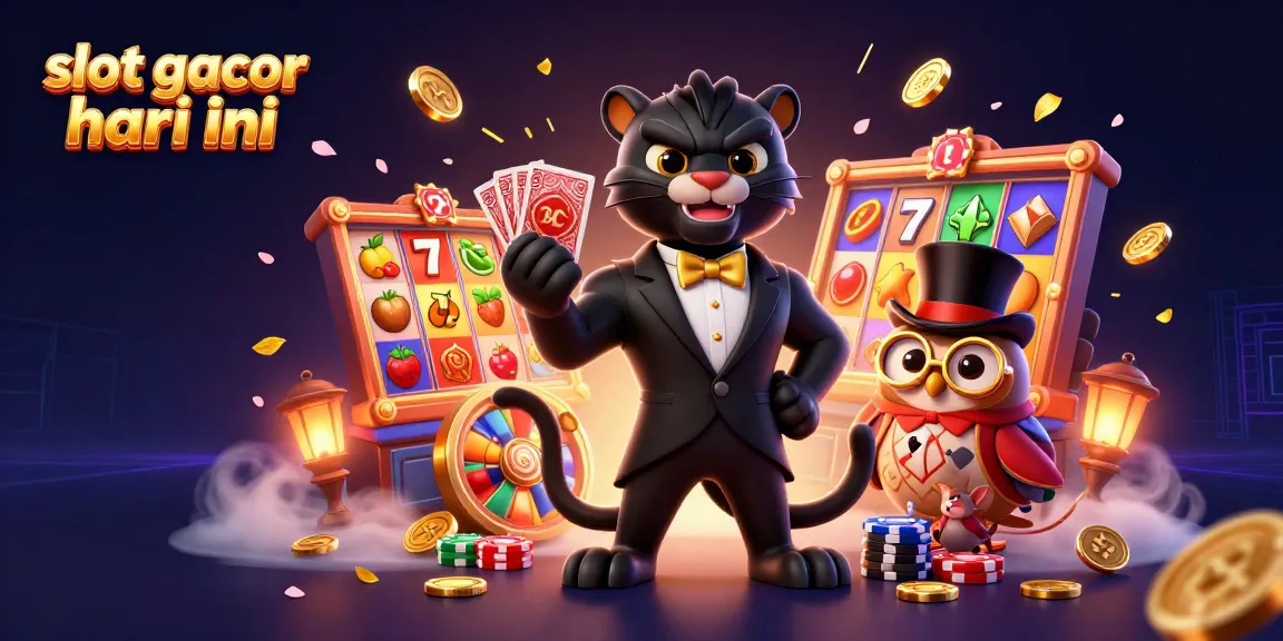 Experience thrilling action with a stylish black panther dealer in a vibrant casino scene featuring slot gacor hari ini.