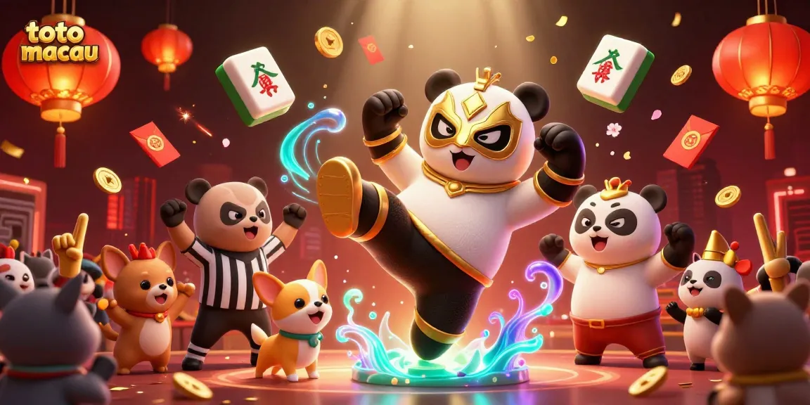 Gambarlah toto macau saat panda pegulat terbang beraksi dengan sorakan dari hewan berukuran kecil.