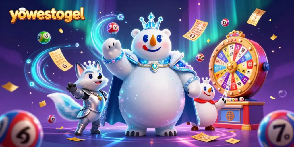 Play yowestogel lottery games with excitement, featuring vibrant balls and dynamic prize elements.