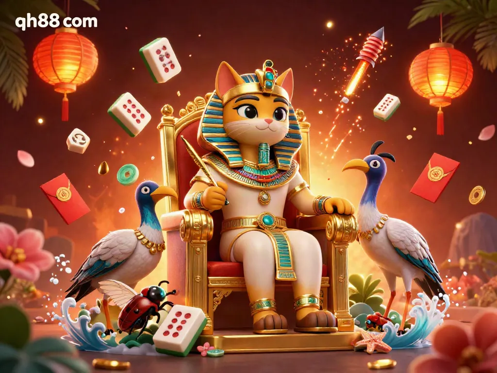 Engage with qh88 com for a thrilling online casino adventure featuring vibrant Egyptian-themed characters and magical elements.