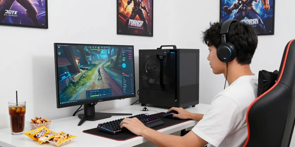 Pengguna sulap 338 menikmati permainan online dengan fokus tinggi sambil dikelilingi oleh perangkat gaming modern.