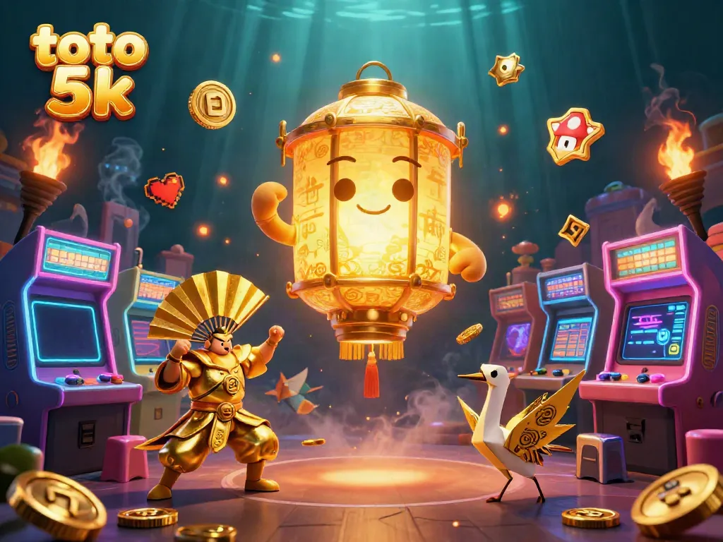 Experience exciting gaming with the vibrant toto 5k casino illustration featuring unique characters and dynamic game elements.
