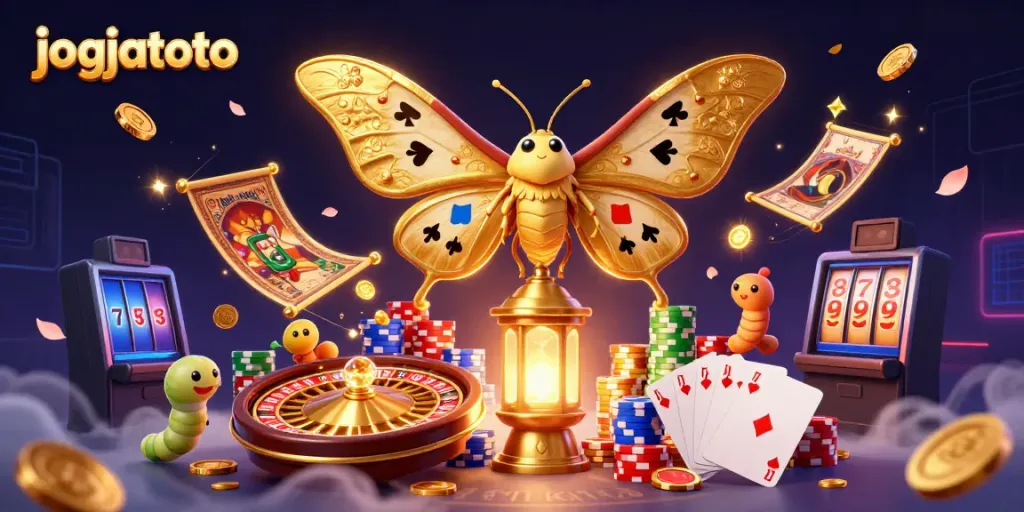 Experience the vibrant excitement of jogjatoto with dazzling casino illustrations featuring dynamic elements and characters.