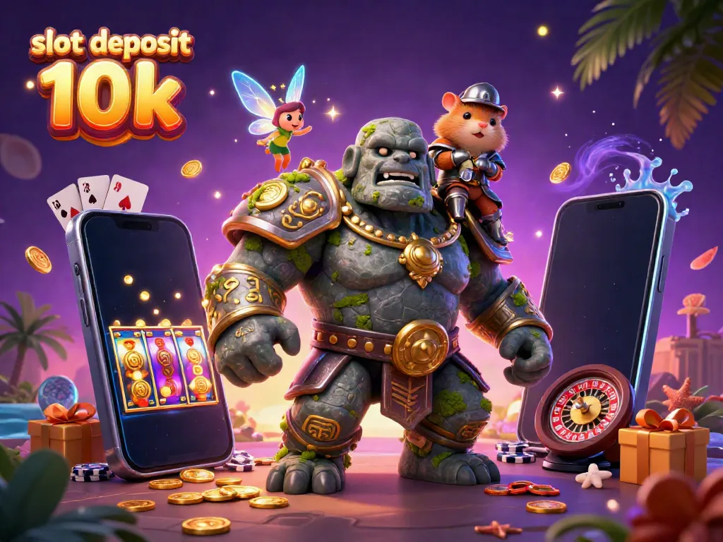 Menangkan permainan slot deposit 10k dengan karakter menarik dalam ilustrasi 3D penuh warna.