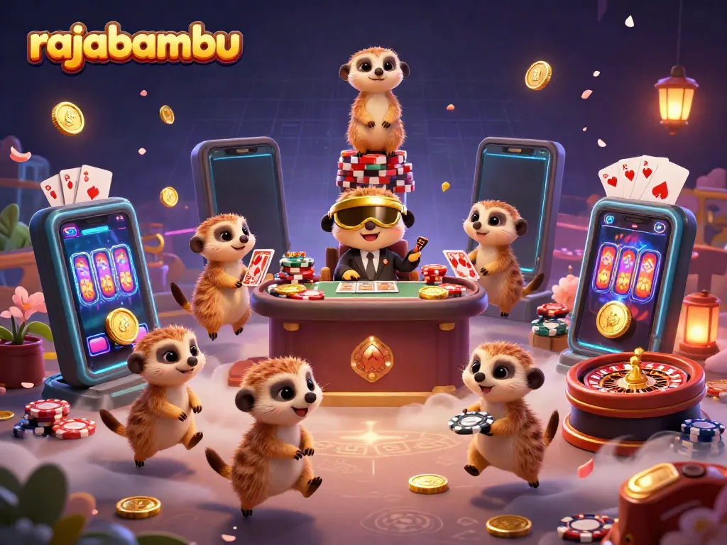 Meerkats beroperasi di kasino rajabambu, dengan suasana menyenangkan di sekitarnya.