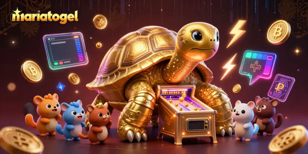 Engage with mariatogel's dynamic online gaming experience featuring a golden tortoise gamifying your journey.