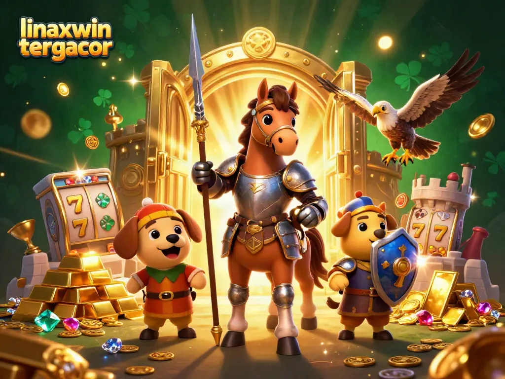 Experience the thrill of gaming with link maxwin tergacor in a vibrant casino scene with treasures and characters.