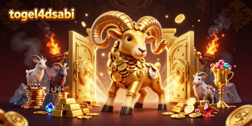 Ram emas berlari di gerbang, menyajikan judi togel4dsabi dalam kemewahan.