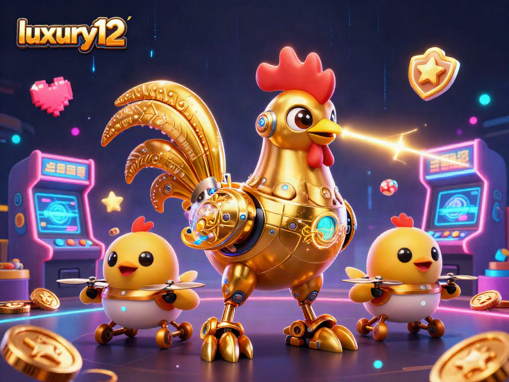 Experience the excitement of luxury12 gaming with energetic characters in a vibrant casino scene.