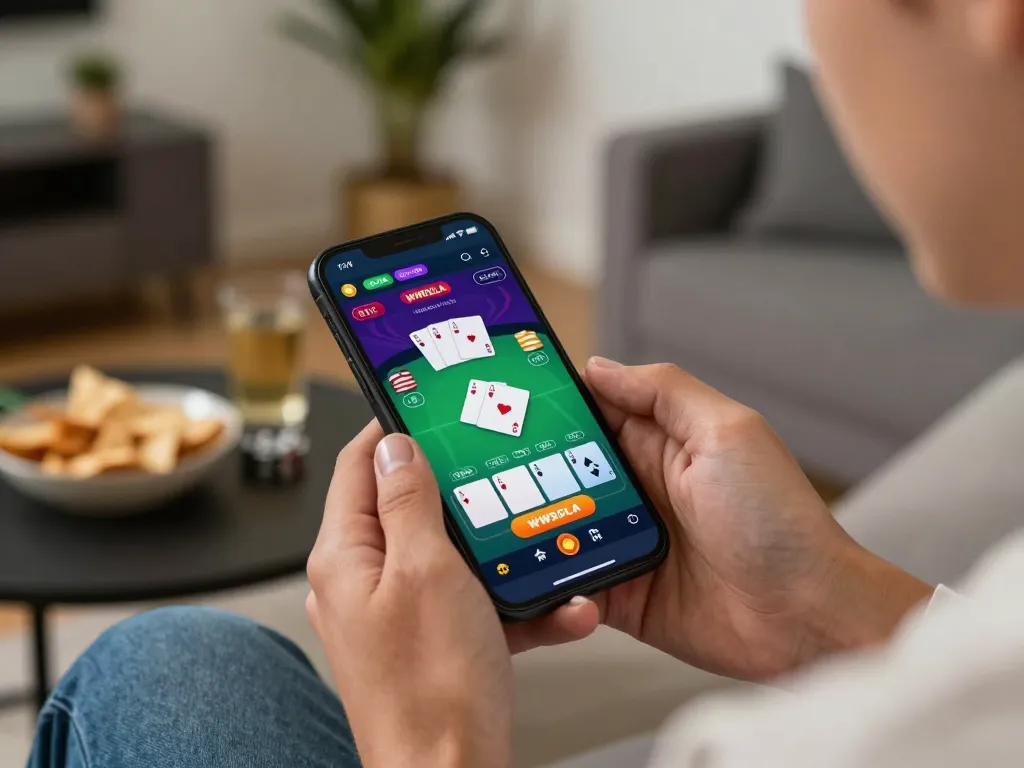 Play live poker on WWBOLA app with excitement and strategy in a modern home setting