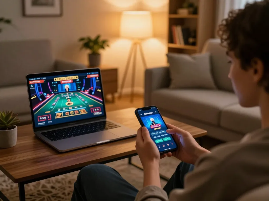 B52club app displayed on smartphone during an engaging online gambling session at home