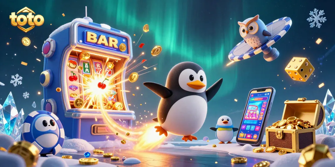 Jelajahi permainan toto yang menarik dengan gambar ilustrasi kasino yang menampilkan penguin emas menggemparkan dunia kasino.