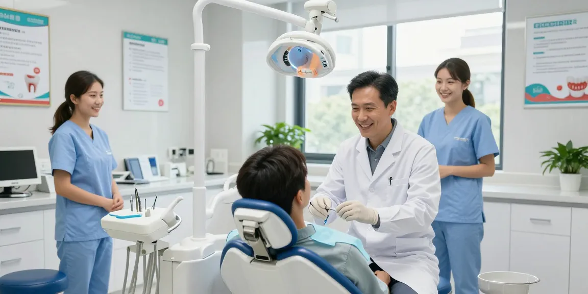 Visit a dentist in a welcoming, modern dental clinic with smiling staff.