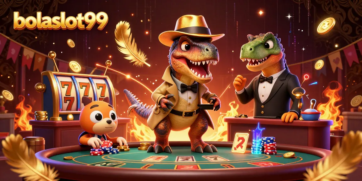 Bowl a winning hand at bolaslot99 casino with a velociraptor card counter, stegosaurus pit boss, and chips flying.