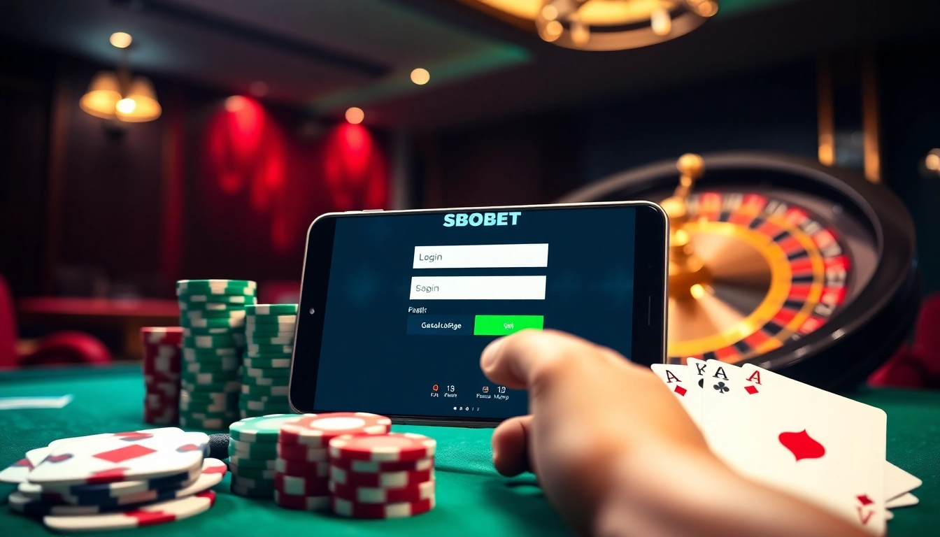 Engage in betting excitement with SBOBET link login, featuring vibrant casino elements and dynamic online interfaces.