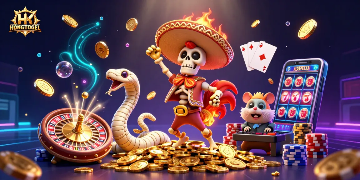 Menangkan HONGTOGEL dengan ilustrasi berwarna-warni tentang permainan kasino yang seru.
