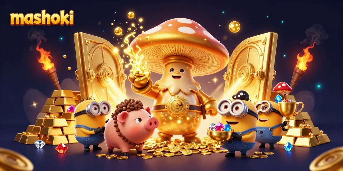 Experience mashoki magic with a golden wizard and treasures in a captivating casino scene.