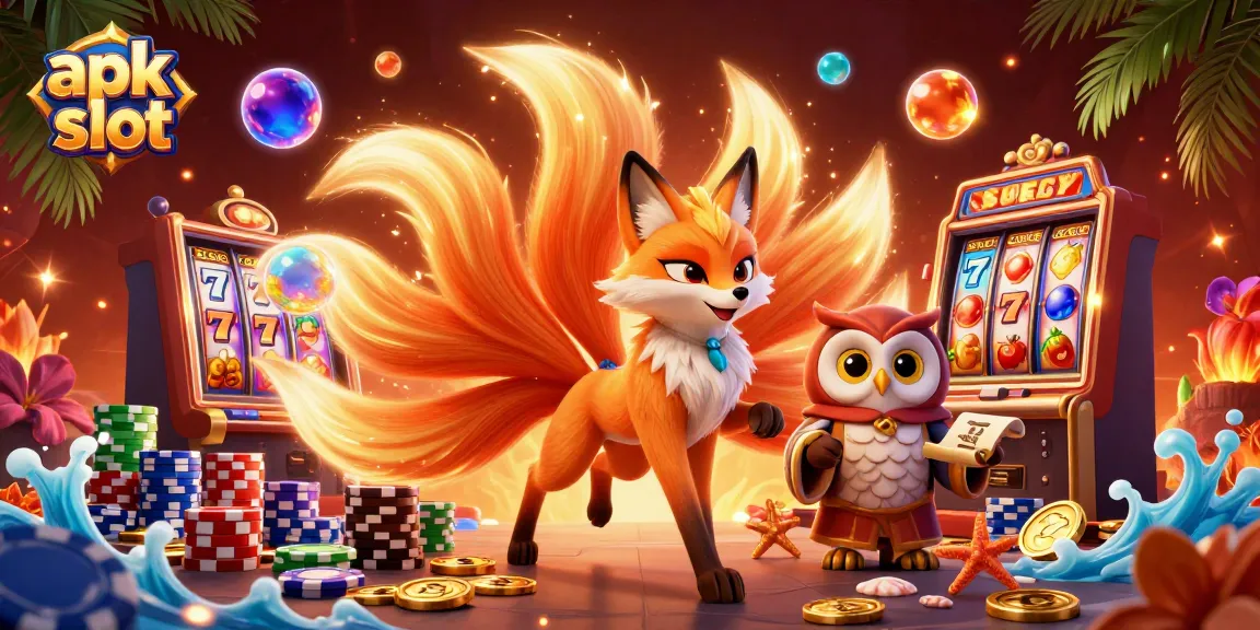 Rasakan kegembiraan bermain apk slot dengan simbol buah dan mesin slot berkilau di latar belakang.