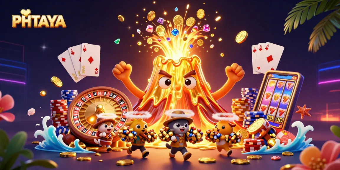 PHTAYA's thrilling gaming experience showcased with vibrant casino elements and treasure-filled adventure.